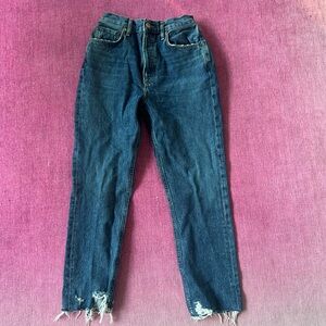 AGOLDE mid rise straight cut off jean